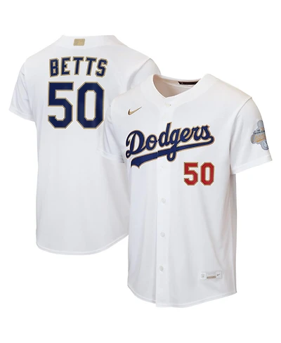 Nike Big Boys and Girls Mookie Betts White Los Angeles Dodgers 2026 Gold Collection Home Replica Jersey