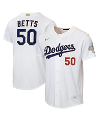 Nike Big Boys and Girls Mookie Betts White Los Angeles Dodgers 2026 Gold Collection Home Replica Jersey
