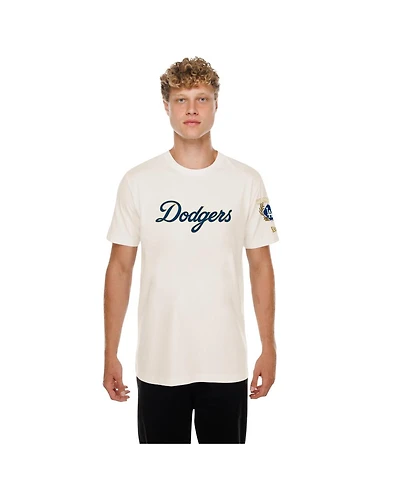 New Era Men's Cream Los Angeles Dodgers 2026 Gold Collection Logo Patch T-Shirt