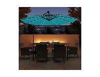 Lucky One 10 ft Solar Offset Patio Umbrella with Base 32 Led Lights 360 Rotation