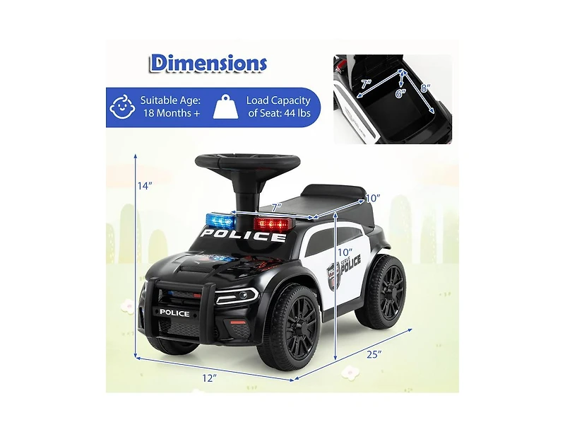 Slickblue Kids Ride On Sliding Car with Steering Wheel and Storage Compartment