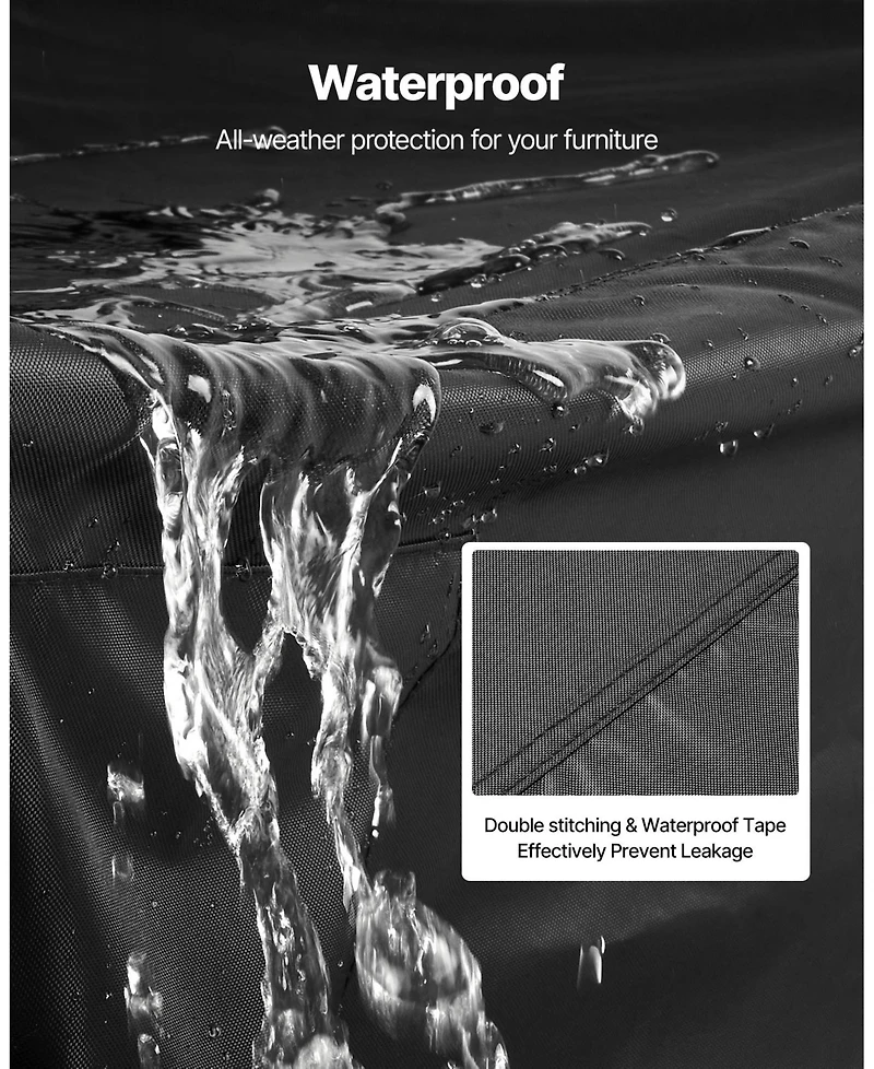 Sugift Waterproof Outdoor Table And Chairs Cover 74L x 47W x 28H in