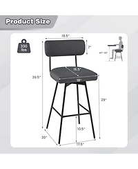 Gouun 29 in Swivel Upholstered Counter Height Bar Stools Set of 2 with Metal Legs