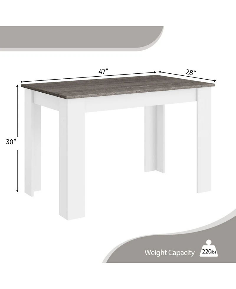 Gouun 47 in Rectangular Kitchen Dining Table for 4 with Anti-Scratch Foot Pads