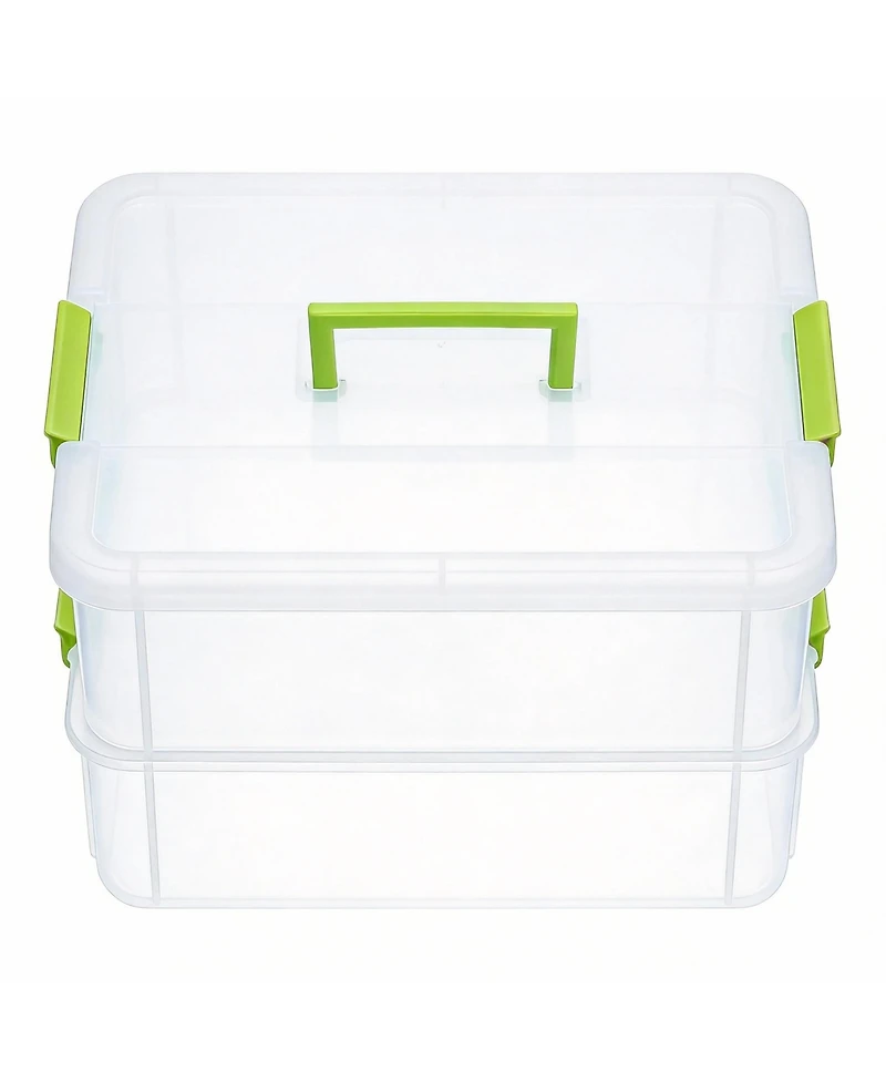 Gnuadz 2-Tier Stackable Storage Box with Handle & Latch Lid