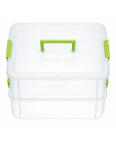 Gnuadz 2-Tier Stackable Storage Box with Handle & Latch Lid