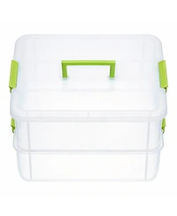 Gnuadz 2-Tier Stackable Storage Box with Handle & Latch Lid