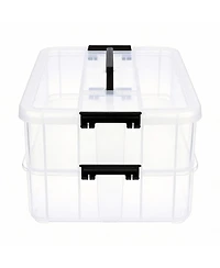 Gnuadz 2-Tier Stackable Storage Box with Handle & Latch Lid