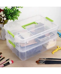 Gnuadz 2-Tier Stackable Storage Box with Handle & Latch Lid