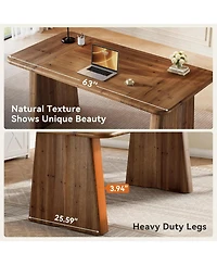 Tribesigns 63-Inch Solid Wood Executive Desk, Large Office Computer Desk with Heavy Duty Legs, Simple Study Writing Table Business Workstation