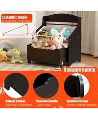 Gouun Kids Toy Storage Unit Organizer with Rolling Toy Box and Removable Plastic Bins