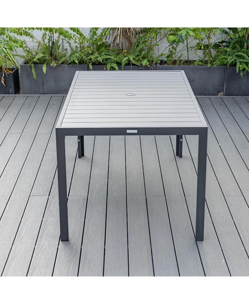LeisureMod 63" Outdoor Aluminum Dining Table for Modern Home, Patio, Backyard Garden Chelsea Collection