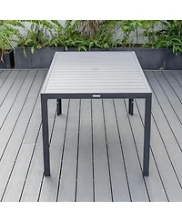 LeisureMod 63" Outdoor Aluminum Dining Table for Modern Home, Patio, Backyard Garden Chelsea Collection