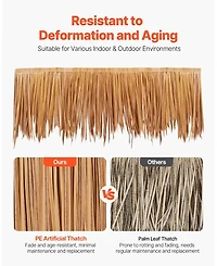 Sugift Artificial Thatch Roof 16.4 ft Waterproof Fire-Resistant Pe for Patio Decor