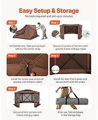 Inolait 12 x 12 ft 6-Sided Pop-up Screen Tent Camping Canopy with Removable Top