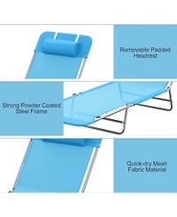 Outsunny Outdoor Folding Chaise Lounge Sun Recliner Beach Patio Lightweight Chair with Sturdy Durable Frame, Blue