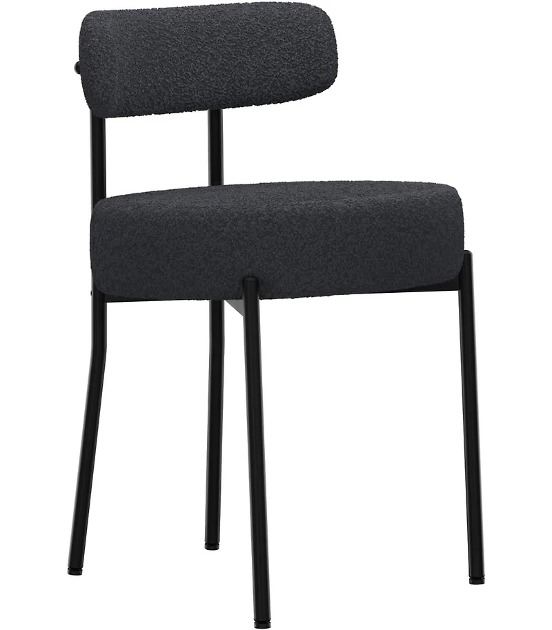 Dyhome Boucle Dining Chairs Set of 1, Upholstered with Black Metal Legs, Modern Accent Chair