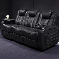 Streamdale Furniture 86.6" Power Recliner 3 Pc: Top-Grain Nappa, Adjustable, Smart Charging, Rgb Led