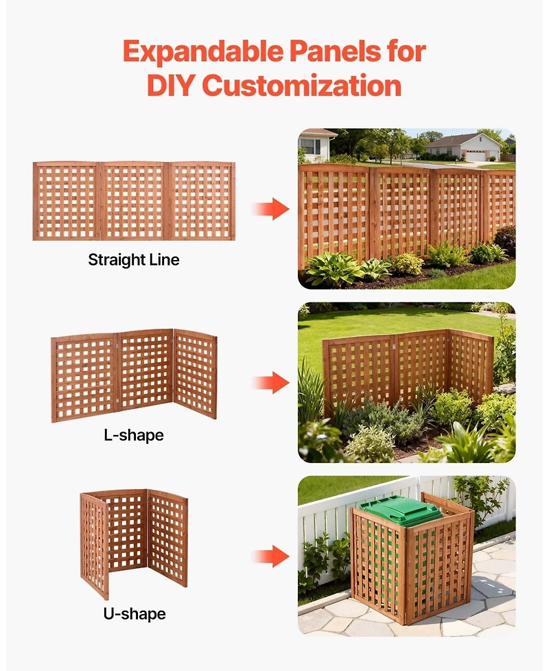 Wood Privacy Screen 32 x 38 in Air Conditioner Cover Fence with Adjustable Angle