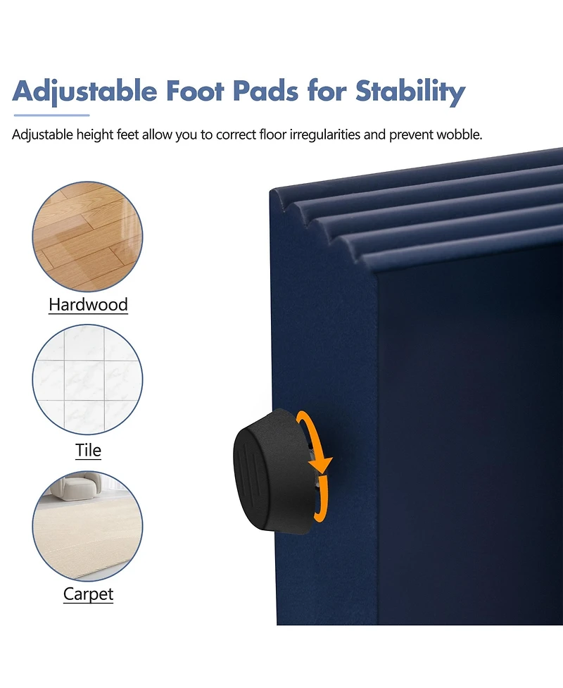 Rainsken 55" Modern Fluted Sofa Table, Curved Wood Console Table with Dual Storage Drawers for Entryway, Living Room and Hallway