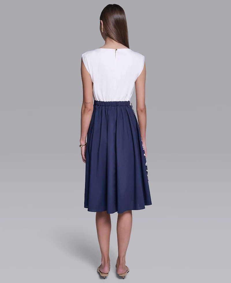Halston Women's Sleeveless Boat Neck Dress