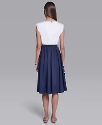 Halston Women's Sleeveless Boat Neck Dress