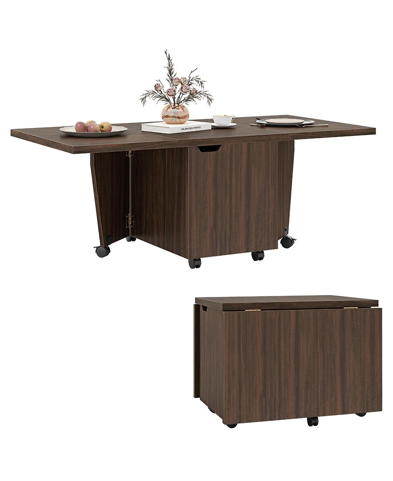 Gouun Foldable Extendable Coffee Table with Storage Cabinet