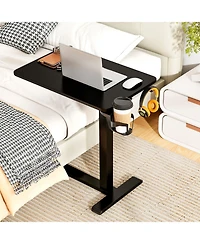 Gouun Mobile Height Adjustable Overbed Table with Cup Holder, 24 x 16 in
