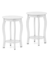 Gouun Set of 2 Compact 15 in Round End Tables with Storage Shelf