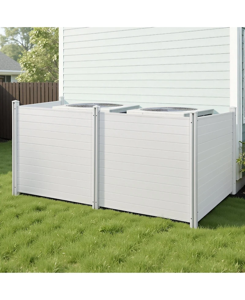 Sugift 4 Panel Outdoor Privacy Screen 50 x 50 in Vinyl Fence for Trash Can and A C