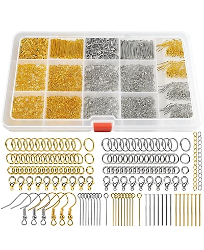 Gnuadz 1200pcs Jump Rings Earring Hooks Lobster Clasps Necklace Extenders Jewelry Findings Kit