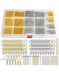 Gnuadz 1200pcs Jump Rings Earring Hooks Lobster Clasps Necklace Extenders Jewelry Findings Kit