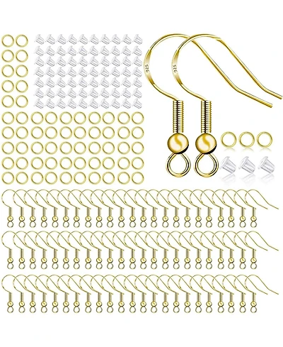 Gnuadz 500pcs Earring Hooks Ear Wires Fish Jump Rings Silicone Backs Stoppers Jewelry Making Kit