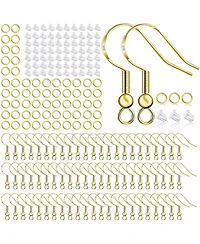 Gnuadz 500pcs Earring Hooks Ear Wires Fish Jump Rings Silicone Backs Stoppers Jewelry Making Kit
