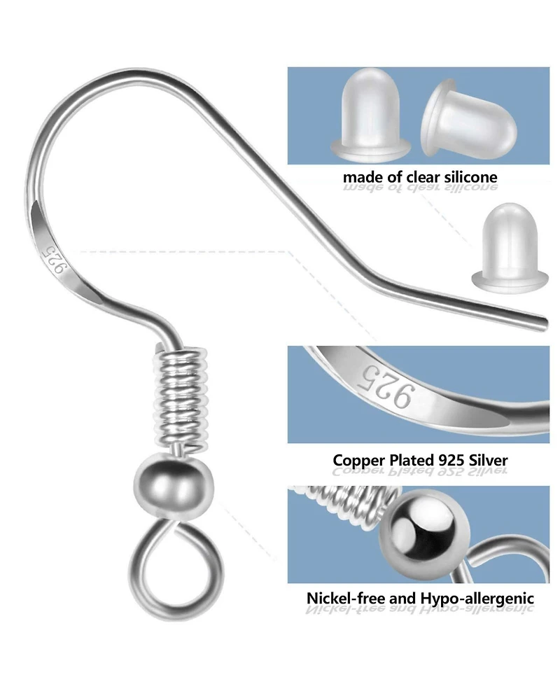 Gnuadz 500pcs Earring Hooks Ear Wires Fish Jump Rings Silicone Backs Stoppers Jewelry Making Kit
