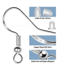 Gnuadz 500pcs Earring Hooks Ear Wires Fish Jump Rings Silicone Backs Stoppers Jewelry Making Kit