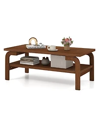 Gouun 47 in Mid-Century Rectangular Coffee Table with Open Storage for Living Room