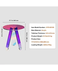 Gouun Iridescent Rainbow Acrylic Round Side Table 17.7-Inch