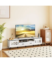 Sugift Farmhouse Tv Stand for TVs up to 80 Inch with 2 Drawers