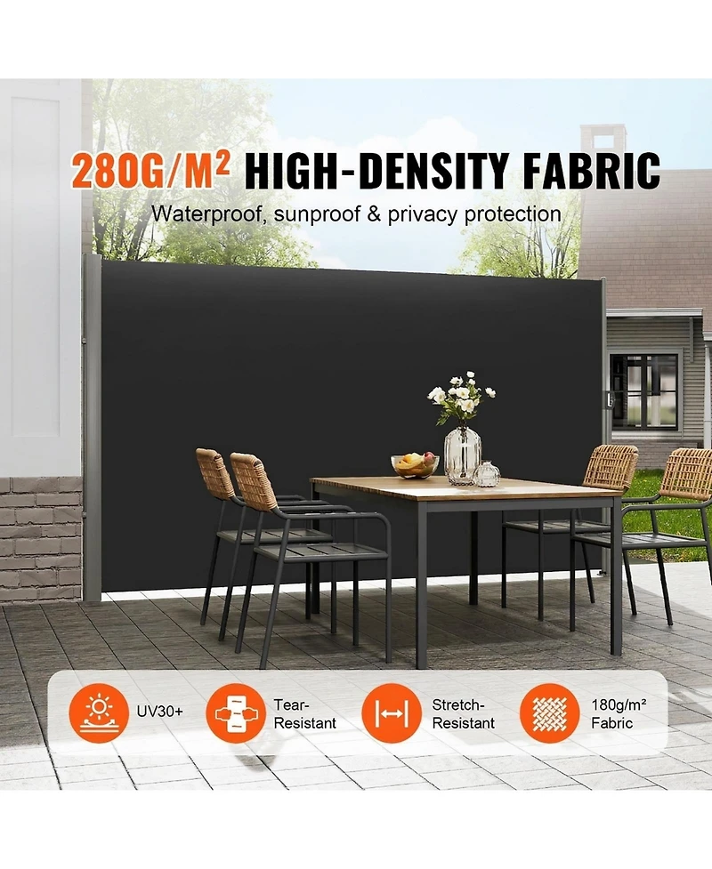 Sugift Retractable Side Awning 71in x 118in Outdoor Privacy Screen