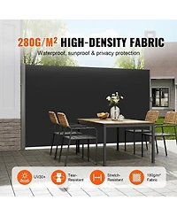 Sugift Retractable Side Awning 71in x 118in Outdoor Privacy Screen