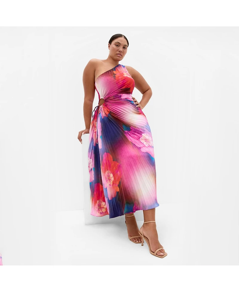 City Chic Women's Firework Print Pleat Maxi Dress