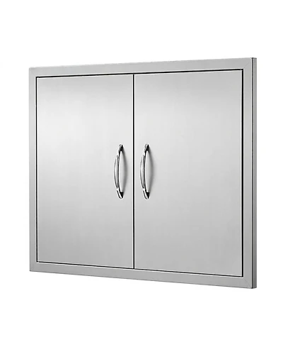 Sugift Double Stainless Steel Bbq Access Door 31W x 24H in with Handles and Hooks