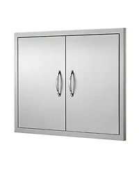 Sugift Double Stainless Steel Bbq Access Door 31W x 24H in with Handles and Hooks