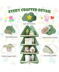 Gouun 4-Tier Kids Corner Bookshelf with Tree-Shaped Design and Display Shelves