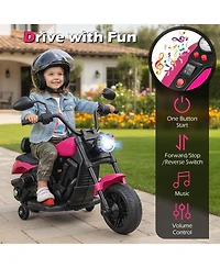 Slickblue 6V Electric Kids Motorcycle with Training Wheels, Headlight and Music
