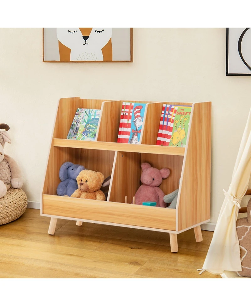 Gouun 5-Cube Kids Bookshelf and Toy Organizer with Anti-Tipping Kits