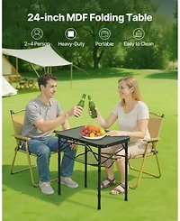 Sugift Folding Camping Table Adjustable Height Portable Aluminum Mdf Table