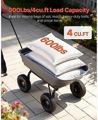Sugift 600 lbs Poly Dump Cart Wagon with 90 Quick-Dump and 180 Swivel Wheels