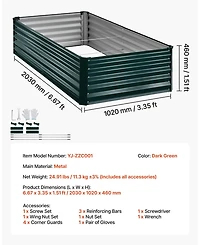 Sugift Galvanized Raised Garden Bed 6.67 x 3.35 ft Rustproof Elevated Planter Box for Vegetables